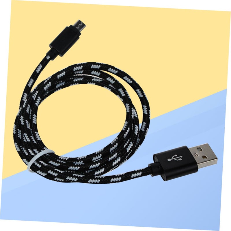 كابل USB POPETPOP 2A نايلون للشحن السريع متوافق مع الهواتف والأجهزة اللوحية باللون الأسود - Image 5